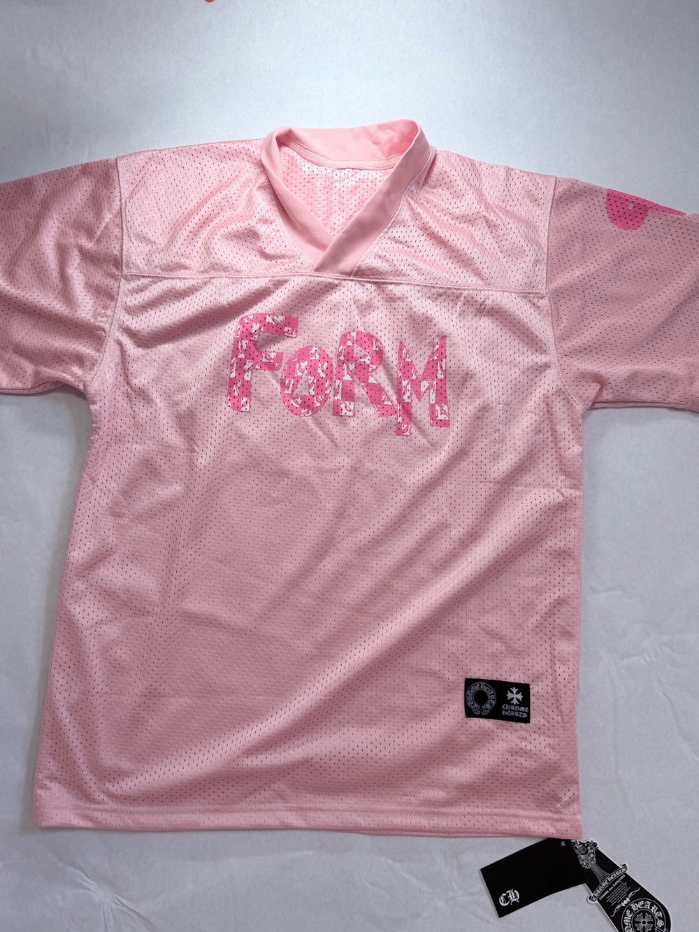 Chrome Hearts Kids Light Pink Mesh 'FORM' Jersey